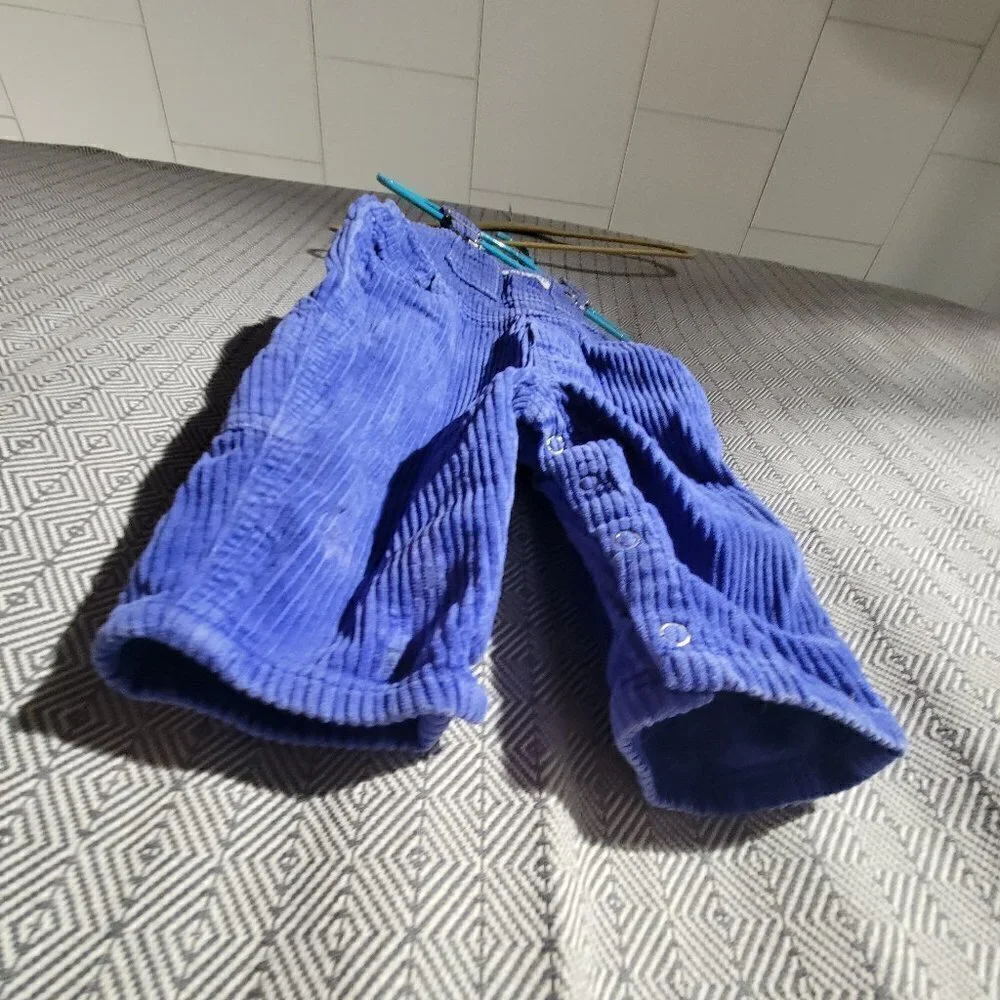 Baby Gap Vintage Unisex Blue Corduroy Overalls With Snaps Size 6-12M